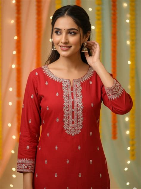 Straight Kurta Palazzo Set With Zari Thread Embroidery, Floral Motifs ...