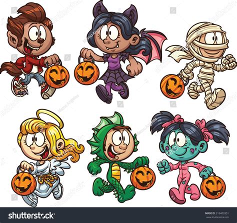 Cartoon Halloween Kids Vector Clip Art Stock Vector 216403351 ...
