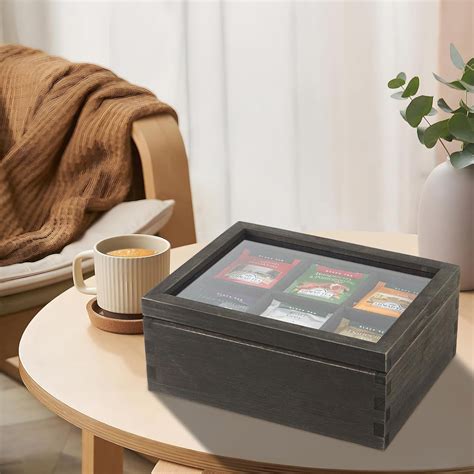 White Whale Tea Storage Chest Adjustable 6 Compartment Tea Bags Organi ...