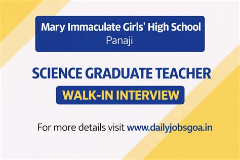 Science Graduate Teacher Walk-in Interview 2026 at Mary Immaculate ...