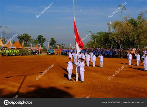 Bandung West Java Indonesia August 2023 View Flag Ceremony Paskibra – Stock Editorial Photo ...