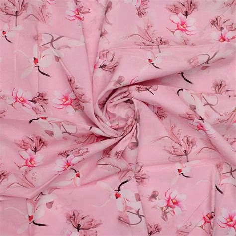 Buy Pink Floral Pure Cotton Clothing Printed Fabric – FAB VOGUE Studio