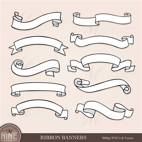 RIBBON BANNERS Clip Art / Banner Clipart Downloads / Banner Scrapbook ...