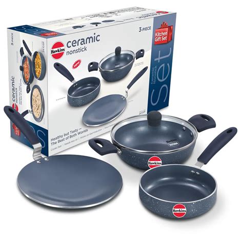 Buy Hawkins Ceramic Nonstick 3-Piece Kitchen Gift Set - 1.75 L Deep ...