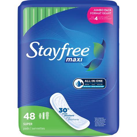 Stayfree Maxi Pads (without Wings), Unscented, Super, 48 ct HSA/FSA ...
