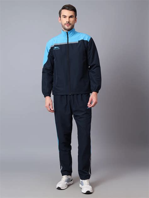 Buy Men's Active Tracksuit | Navy & Cyan Blue | Shiv Naresh