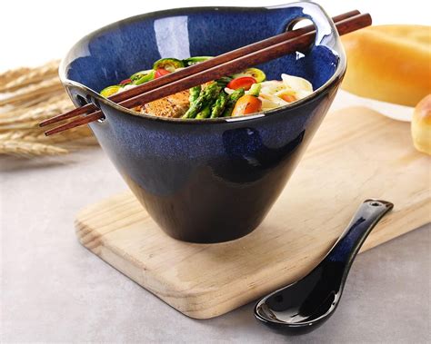 Ivy Bronx 20Oz Ceramic Japanese Ramen Bowl Set,With Chopsticks & Spoon ...
