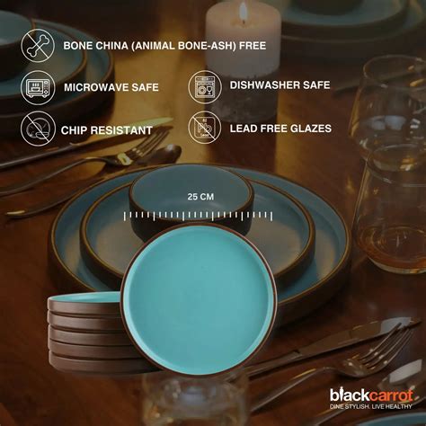 Brown and Blue Premium Ceramic Dinner Plates Set | BlackCarrot