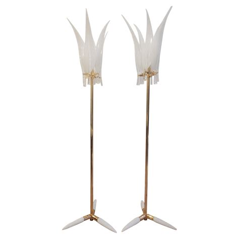 Murano Calla Lily Art Glass &Gilt Brass Flower Bouquet Floor Lamp by ...