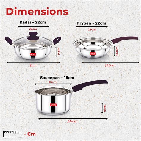 AVIAS Inox Stainless Steel 4 Pc Cookware Set, 22 cm Kadai with Glass L ...