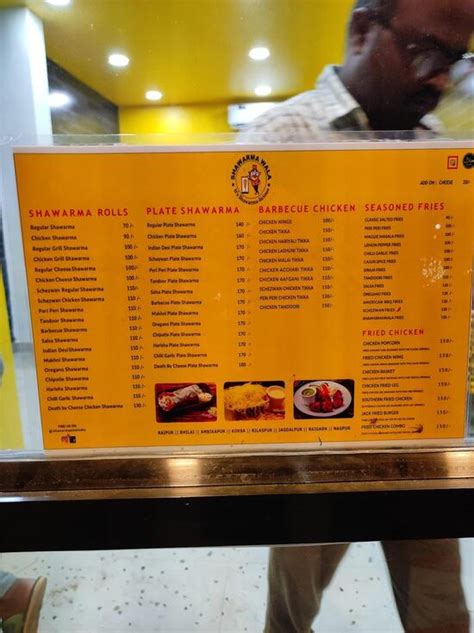 Menu at Shawarmawala, Jagdalpur