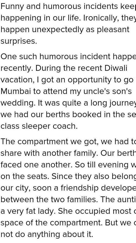 Write a descriptive essay on any usual or humorous incident you mah ...