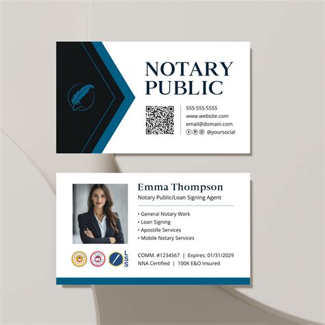 Professional Notary Business Card Template, Loan Signing Agent Business ...