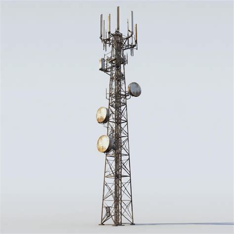 A telecommunications tower with antennas and signal transmission ...