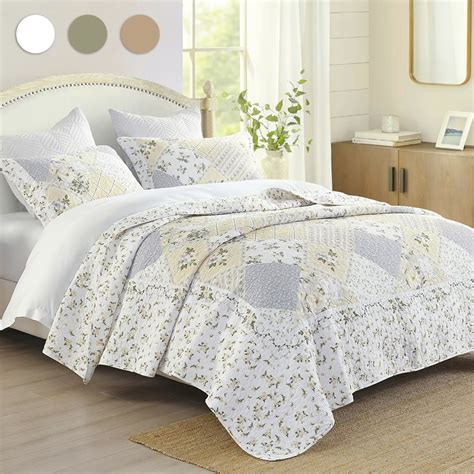 DDUOXIN 120"x102" California Queen Size Quilt Bedspread - 100% Cotton ...