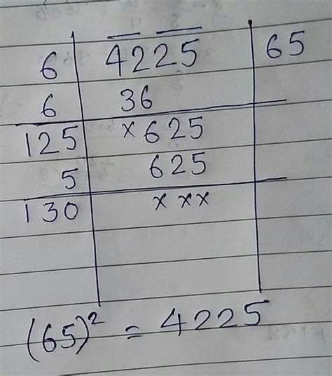 find the square root of 4225 by long division method - Brainly.in