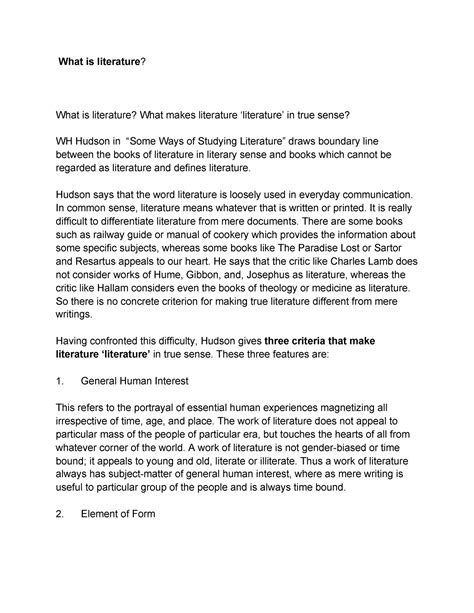 Some ways of studying literature - What is literature? What is ...