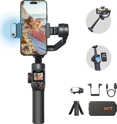 hohem iSteady M7 Stabilisateur pour Smartphone,Traceur Magnétique AI Lumière de Remplissage CCT ...