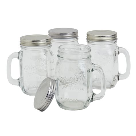 Mason Craft & More 8 Pc. Glassware Drinking Jars with Handles and ...