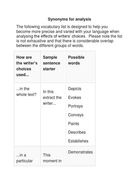Synonyms For Analysis | PDF