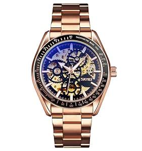 SKMEI Automatic Mechanical Hand-Wind Analog Watch, Black Dial Zink ...