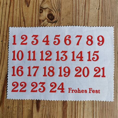 Zahlen für den Adventskalender zum Aufbügeln ca. 2 cm hoch / Flocfolie ...