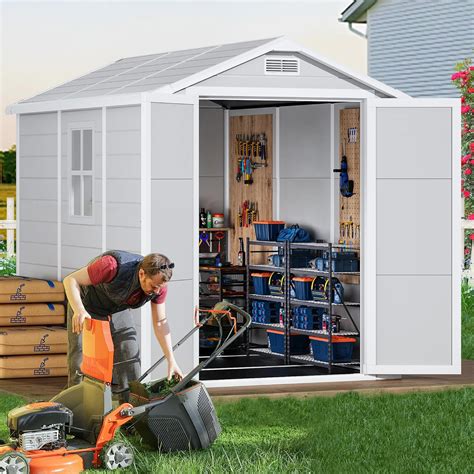 Amazon.com : 8.7x5.5 FT Resin Outdoor Storage Shed with Floor, Weather ...