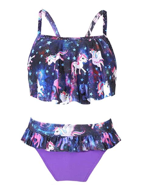 YEAHDOR 2Pcs Little Girls Bikini Set Spaghetti Straps Tank Top with ...