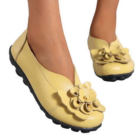 Oyedens Womens Slip on Loafers Comfortable Walking Shoes Bohemia Flower ...