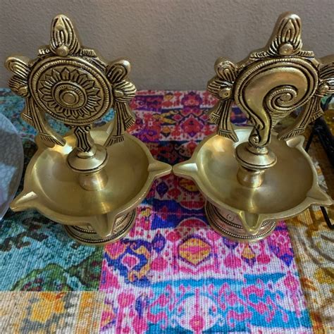 Buy Brass Shankh Chakra Diya Lamp 6 Inch/ Home Temple Diya/ Handmade ...
