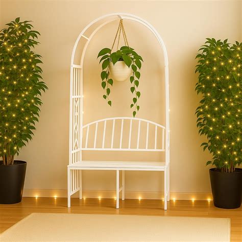 ecofynd 6.6 Feet High x 3 Feet Wide Garden Arch with 2-Seater Bench ...