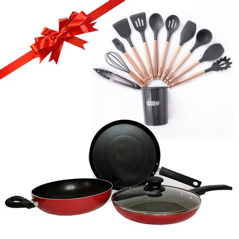 Buy USHA SHRIRAM 3 Piece Non Stick Cookware & Spatula Set(12Pcs) | Gift ...
