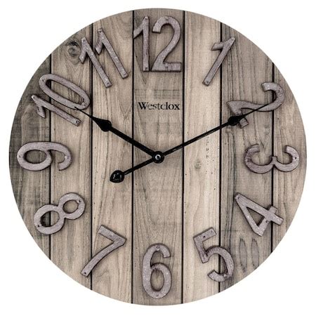 Westclox 15.5 x 15.5 in. Indoor Farmhouse Analog Wood Wall Clock, Brown ...