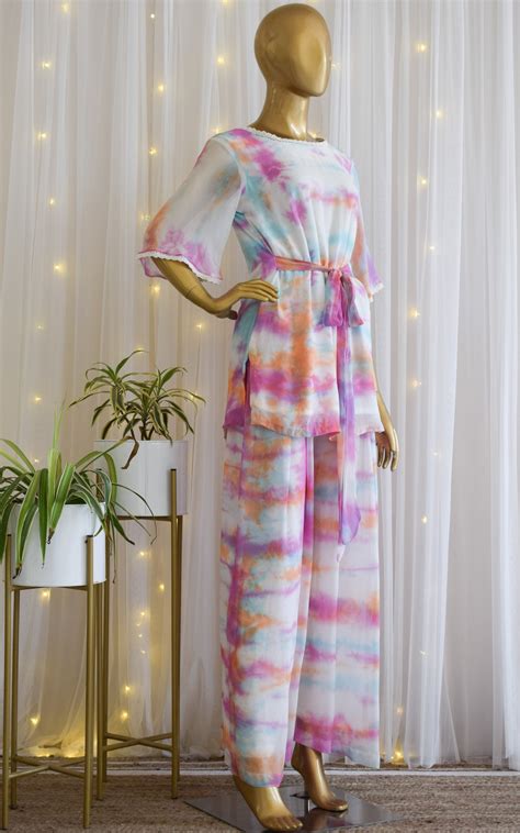 Multicolor Tie-dye Georgette Co-ord Set