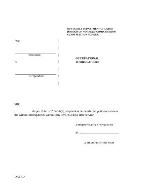 Occupational Interrogatories for Workers' Compensation Doc Template ...
