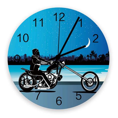 Buy ZOE STORE Modern Wall Clock, Motorcycles Drive by The Beach at ...