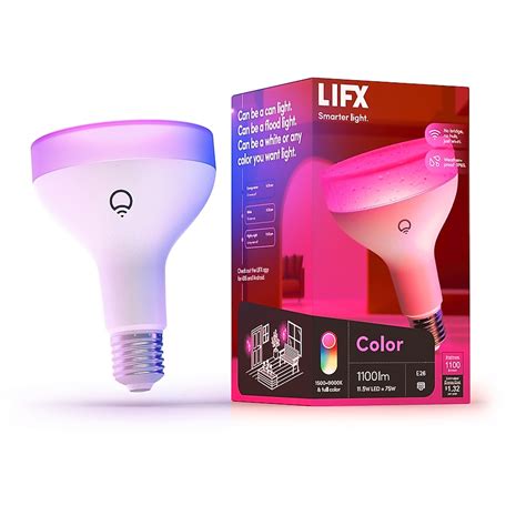 LIFX Color E26 1100lm Edison Screw 12-Watt EQ BR30 Full Spectrum E26 ...