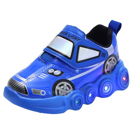IUJSOY Toddler Little Boys Light up Shoes Race Car Design LED Flashing Lightweight Walking ...