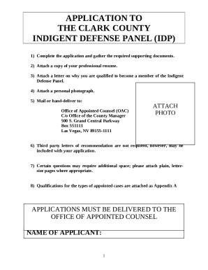INDIGENT DEFENSE PANEL (IDP) Doc Template | pdfFiller