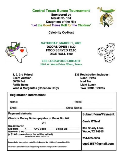 8th Annual Central Texas Bunco Tournament, Lee Lockwood Library and ...