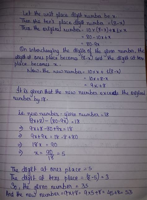 the sum of the digit of a two digit number is 8 the number obtained by ...