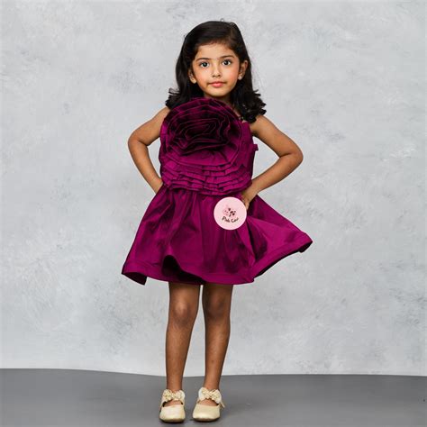Elegant Wine Color Handcrafted Chest Flower Dress – Pinkcow Designs ...