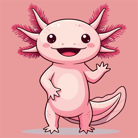 Cute axolotl illustration with colorful gills in water drawing vector ...