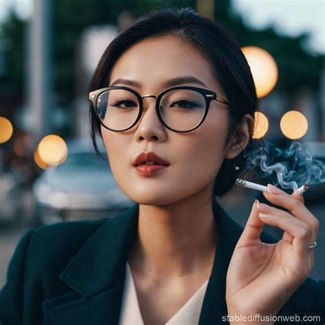 Asian Woman Smoking a Newport Cigarette | Stable Diffusion Online