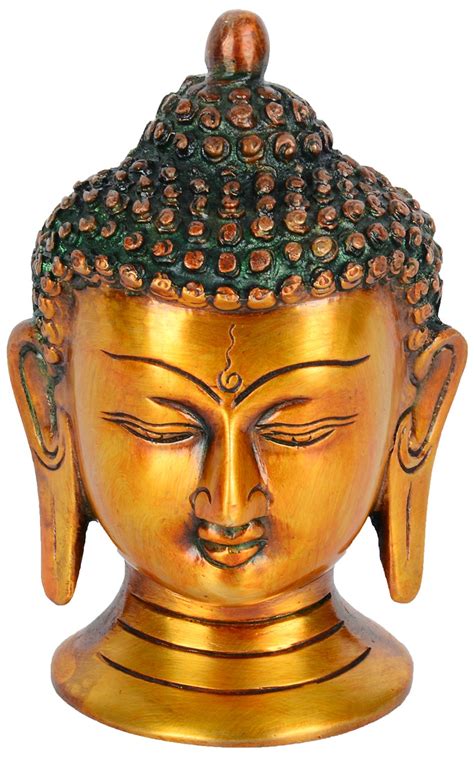 Buy Aesthetic Decors Brass Buddha Head Showpiece - 12.7 cm (Brass, Gold ...
