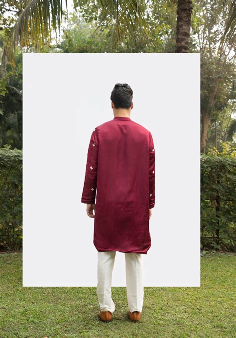 Maroon Front-open Motify Kurta set – SAASYA