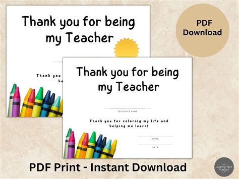 Teacher Appreciation Awards, Year End Teacher Gift, Certificate of ...