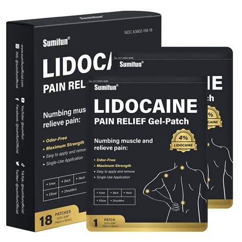 Buy Sumifun 4% Lidocaine Patches, 18 Count Long Lasting Plaster Patch ...