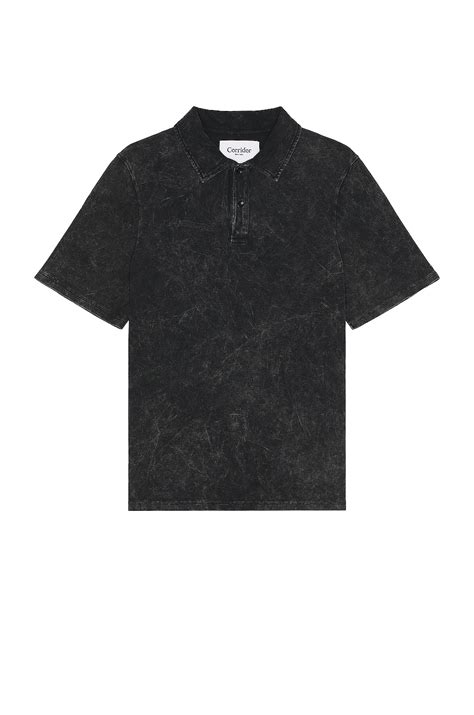 Corridor Acid Wash Short Sleeve Polo in Black | REVOLVE