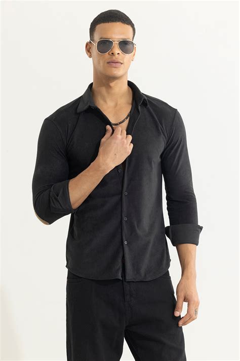 Buy Men's Suede Pulse Black Shirt Online | SNITCH